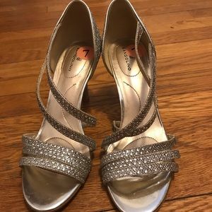 Bandolino heels. Silver glitter/rhinestones